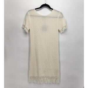 NWT ASOS Cream Wool Blend Nubby Fringe Sweater Knit Mini Boho Dress Women's 0